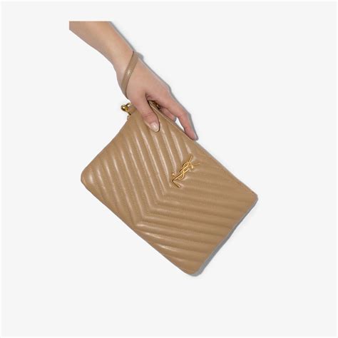 yves saint laurent clutch beige suedw|ysl tuxedo clutch.